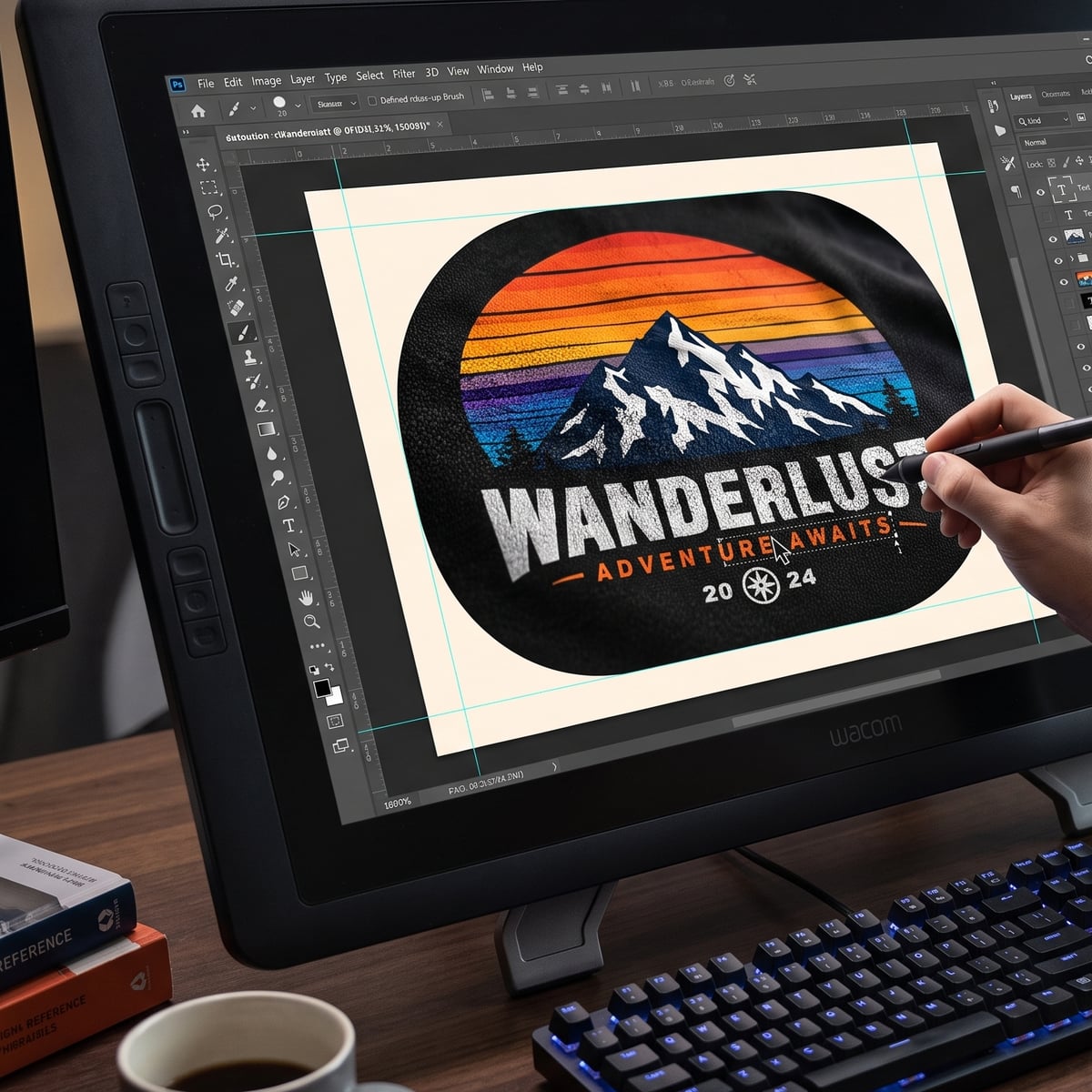 Diseñador creando un diseño en Photoshop
